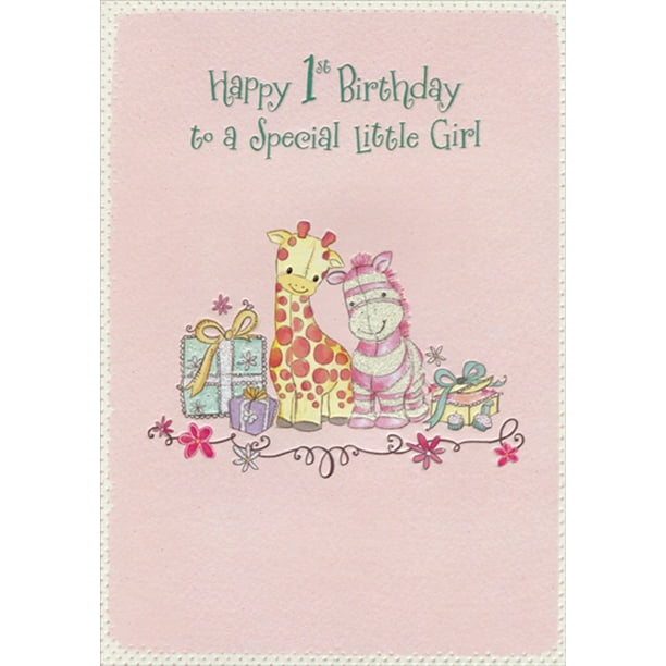1ST HAPPY BIRTHDAY CARD Hallmark Greeting Card Now You're ONE Giraffe 